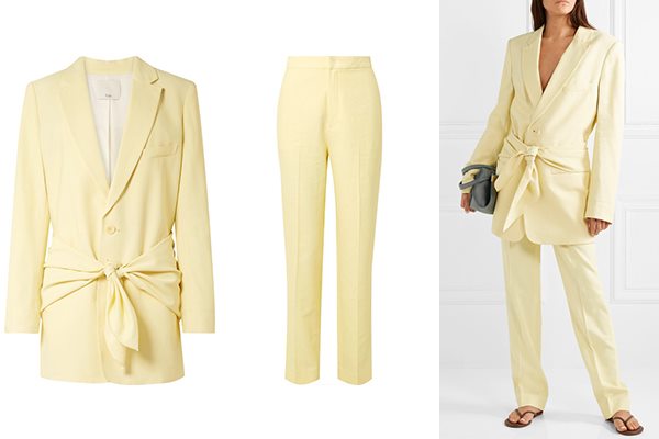 TIBI 大廓形斜纹布西装式外套$968/TIBI Sebastian 斜纹布直筒长裤$507